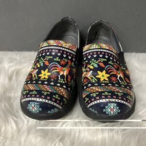 Dansko Winona Folk Patterned Patent Leather A-Line Slip On Clogs Women’s EU 38